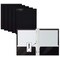 Better Office Products 2 Pocket Glossy Laminated Paper Folders Portfolio With Prongs, Letter Size, Black, 25PK 84281 - alternate 1